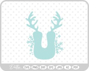 U Festive Christmas Alphabet Letter Antler Santa SVG PNG DXF – Cricut Silhouette Cutting File