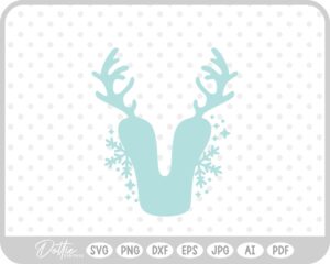 V Festive Christmas Alphabet Letter Antler Santa SVG PNG DXF – Cricut Silhouette Cutting File