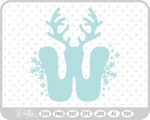 W Festive Christmas Alphabet Letter Antler Santa SVG PNG DXF – Cricut Silhouette Cutting File