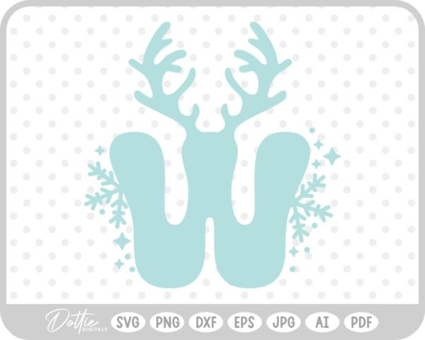 W Festive Christmas Alphabet Letter Antler Santa SVG PNG DXF – Cricut Silhouette Cutting File