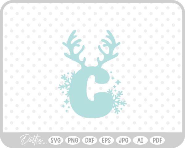 C Festive Christmas Alphabet Letter Antler Santa SVG PNG DXF – Cricut Silhouette Cutting File