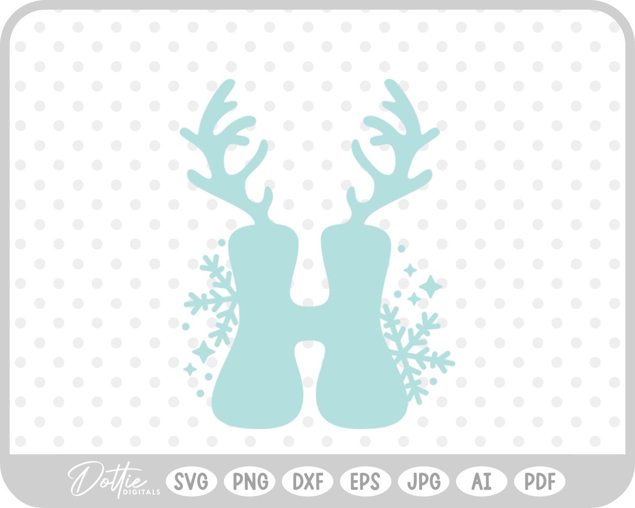 H Festive Christmas Alphabet Letter Antler Santa SVG PNG DXF – Cricut Silhouette Cutting File