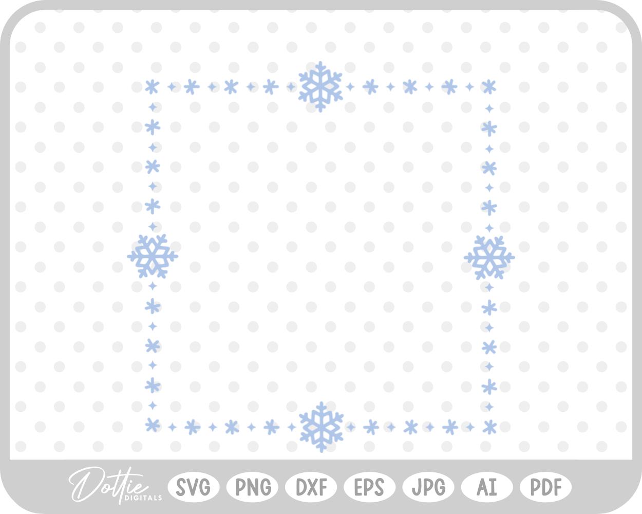 Snowflake Christmas Winter Frame Border Background SVG PNG DXF – Cricut Silhouette Cutting File