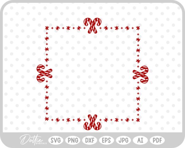 Candy Cane Christmas Winter Frame Border Background SVG PNG DXF – Cricut Silhouette Cutting File