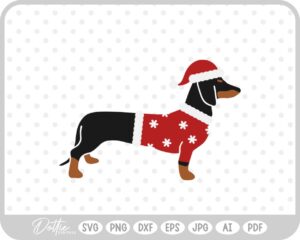 Christmas Dachshund Weiner Dog Santa Hat Sausage  SVG PNG DXF – Cricut Silhouette Cutting File