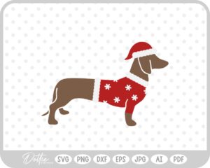 Christmas Dachshund Weiner Dog Santa Hat Sausage  SVG PNG DXF – Cricut Silhouette Cutting File