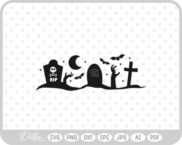 Zombie Hands Tombstone Halloween   SVG PNG DXF – Cricut Silhouette Cutting File