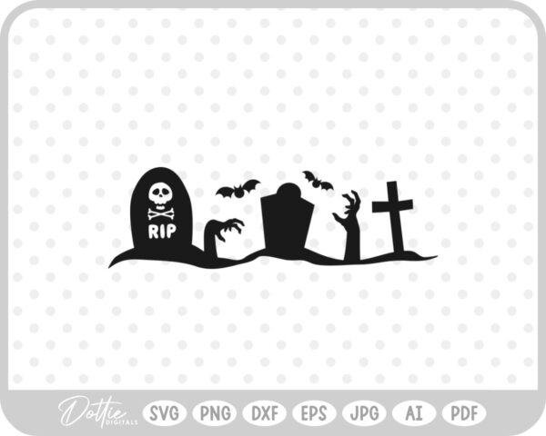 Zombie Hands Cemetery Halloween   SVG PNG DXF – Cricut Silhouette Cutting File