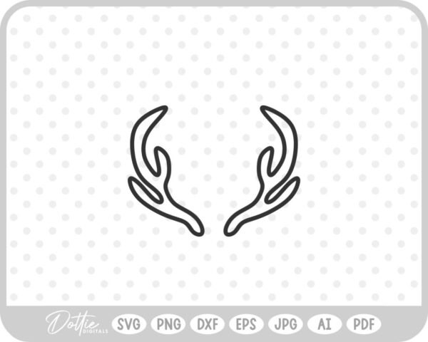 Deer Antlers Outline SVG PNG DXF – Cricut Silhouette Cutting File