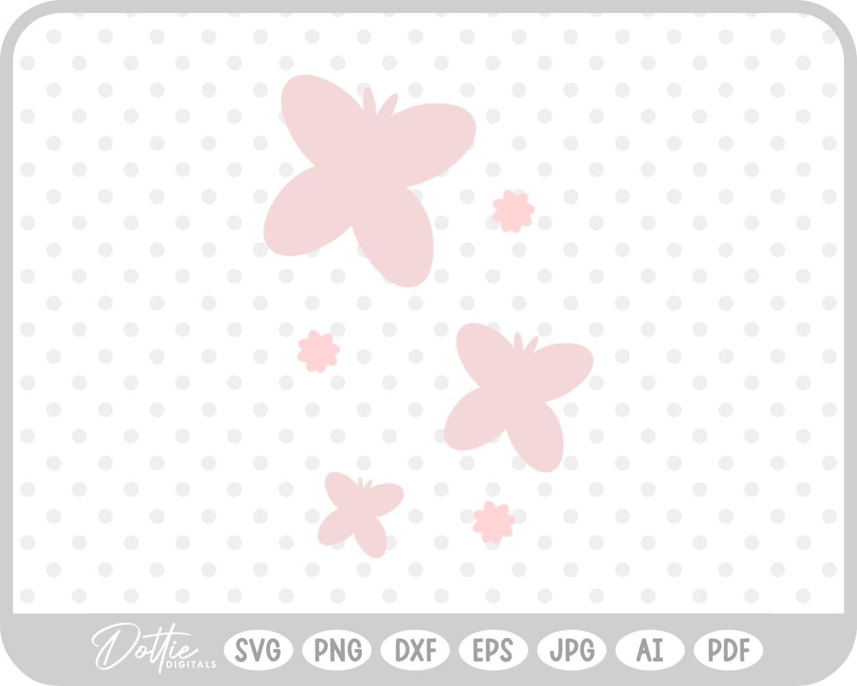 Pink Butterflies and Flowers SVG PNG DXF – Cricut Silhouette Cutting File