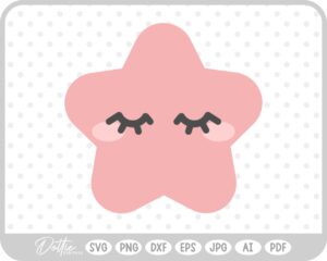 Sleeping Pink Star SVG PNG DXF – Cricut Silhouette Cutting File