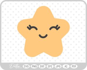 Star With Lashes SVG PNG DXF – Cricut Silhouette Cutting File