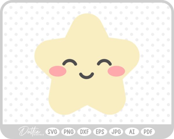 Cute Smiling Star SVG PNG DXF – Cricut Silhouette Cutting File
