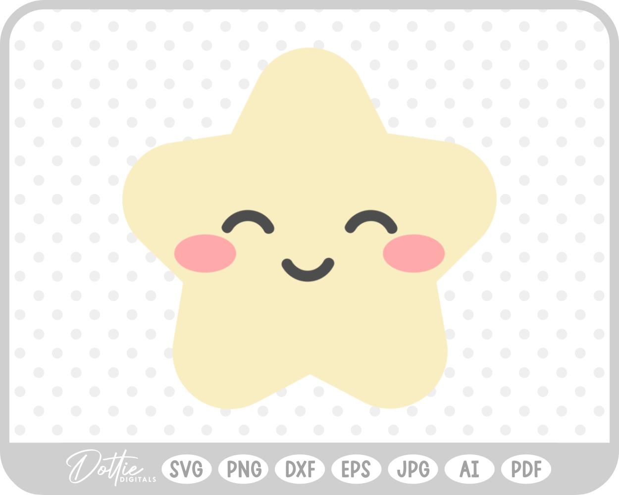 Cute Smiling Star SVG PNG DXF – Cricut Silhouette Cutting File