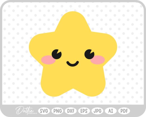 Smiling Cute Star  SVG PNG DXF – Cricut Silhouette Cutting File
