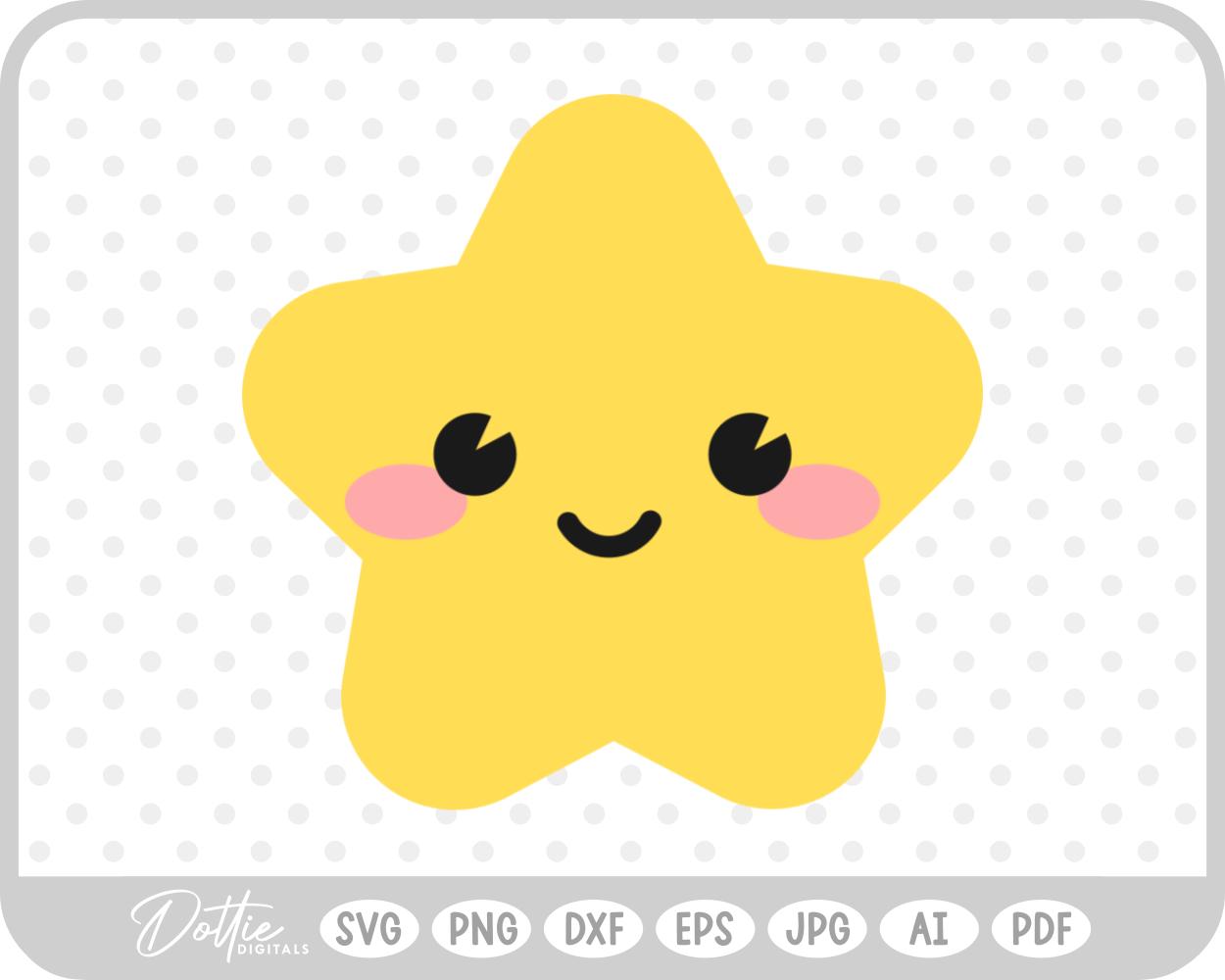 Smiling Cute Star  SVG PNG DXF – Cricut Silhouette Cutting File