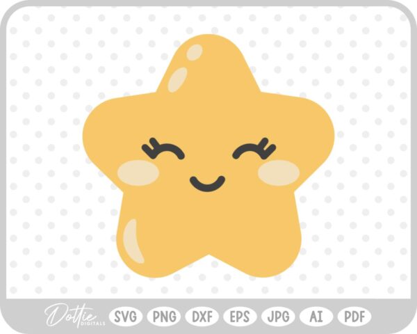 Orange Smiling Happy Star  SVG PNG DXF – Cricut Silhouette Cutting File