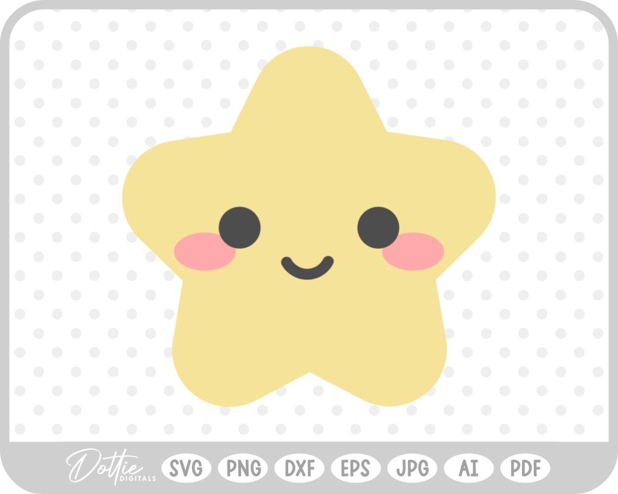 Happy Cute Star SVG PNG DXF – Cricut Silhouette Cutting File
