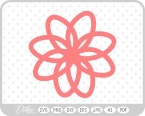 Flower Line Outline Pink SVG PNG DXF – Cricut Silhouette Cutting File