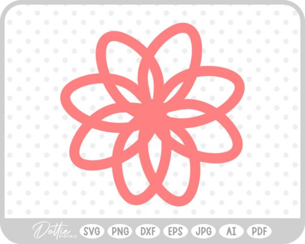Flower Line Outline Pink SVG PNG DXF – Cricut Silhouette Cutting File