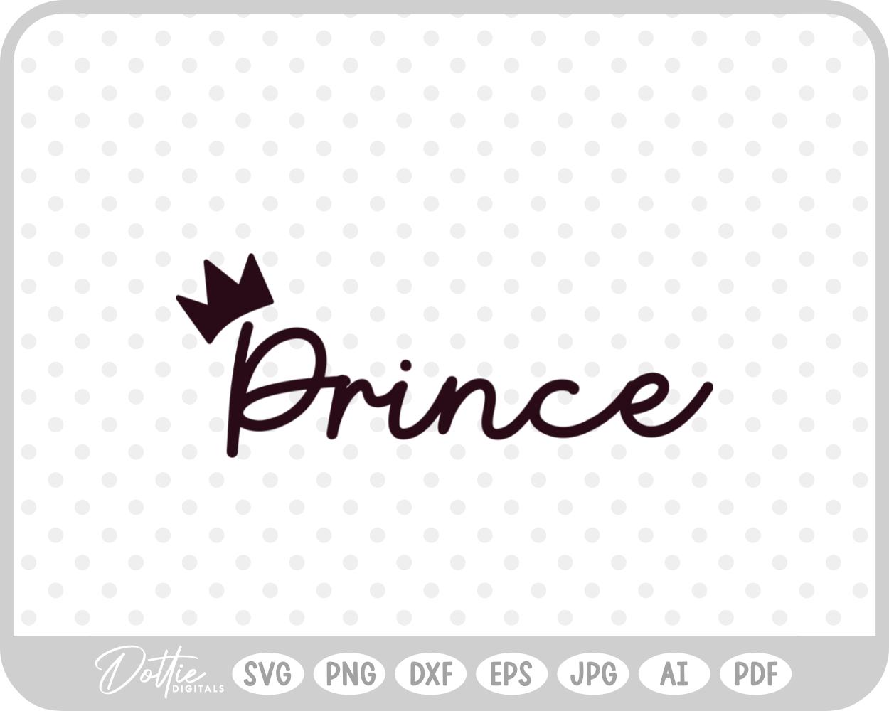 Prince Crown Pretty Script SVG PNG DXF – Cricut Silhouette Cutting File