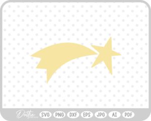 Outlined Cute Shooting Star SVG PNG DXF – Cricut Silhouette Cutting File