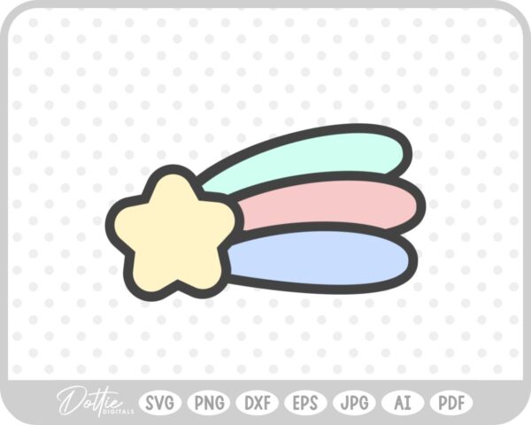 Cute Colorful Shooting Star SVG PNG DXF – Cricut Silhouette Cutting File
