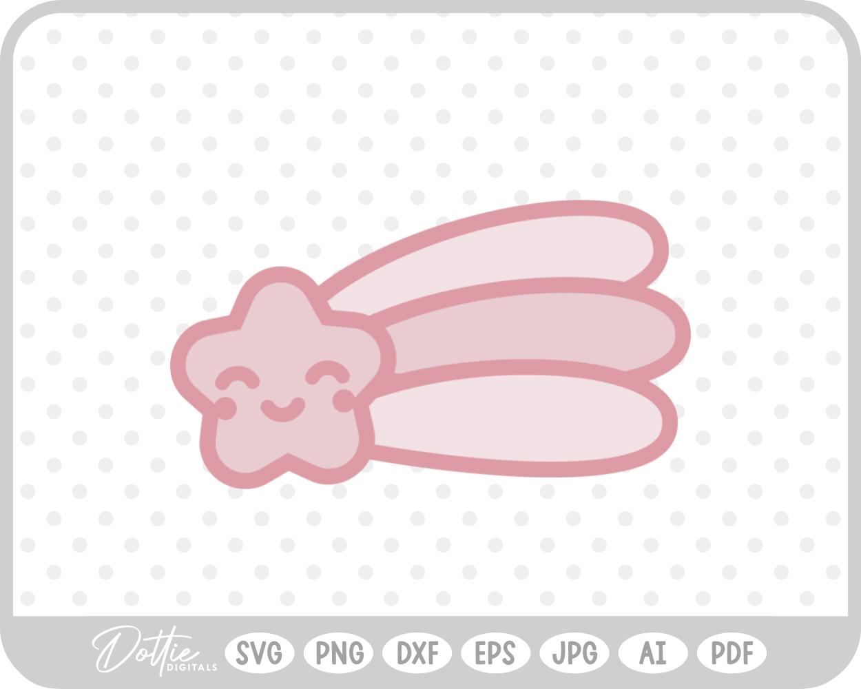 Pink Smiling Shooting Star SVG PNG DXF – Cricut Silhouette Cutting File