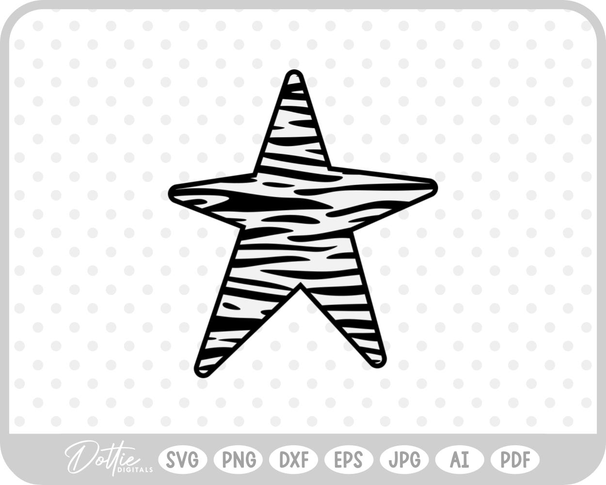 Zebra Print Star Doodle SVG PNG DXF – Cricut Silhouette Cutting File