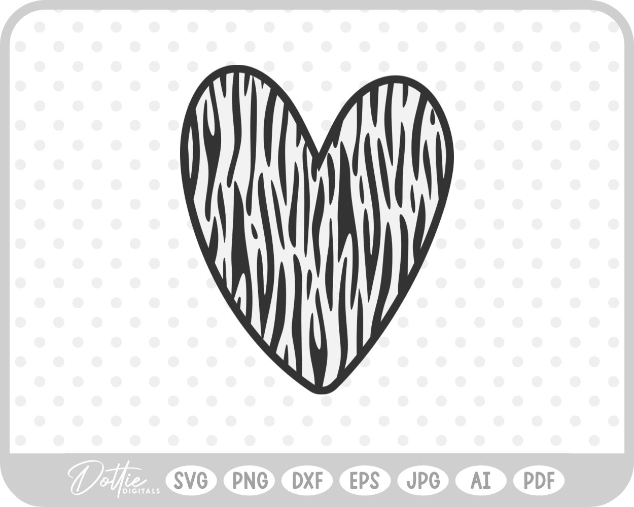 Zebra Print Heart Doodle SVG PNG DXF – Cricut Silhouette Cutting File